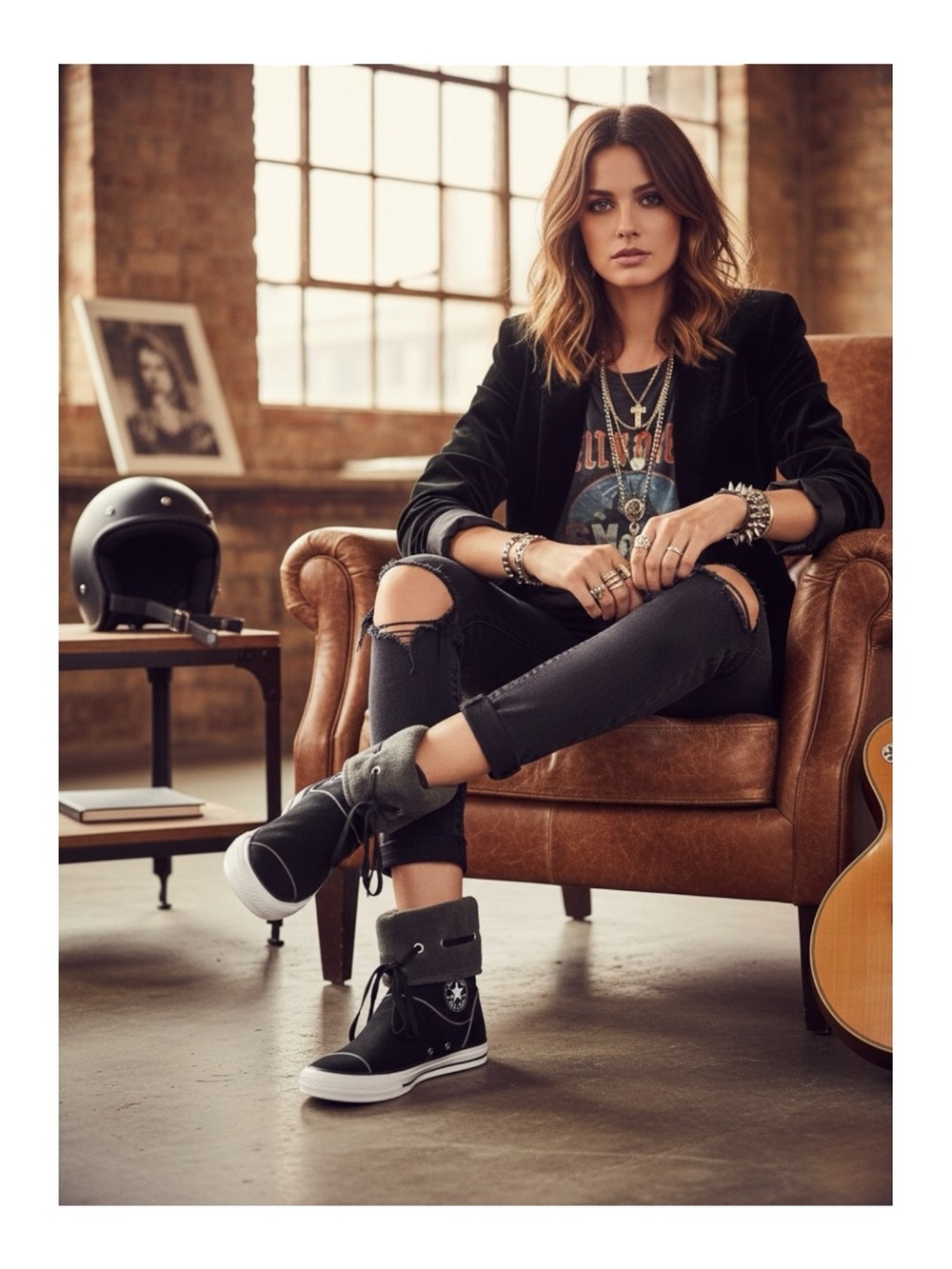 Converse ✪ Chuck Taylor Andover High Top Suede Foldover Boots Sneakers ✪ Black ✪